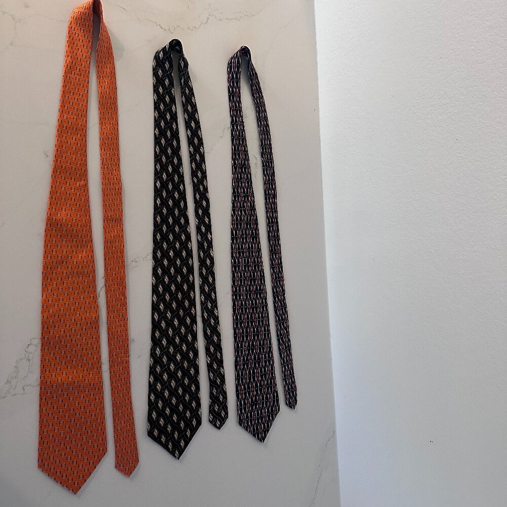 100% Silk Ties for men Orange,  Black, Navy